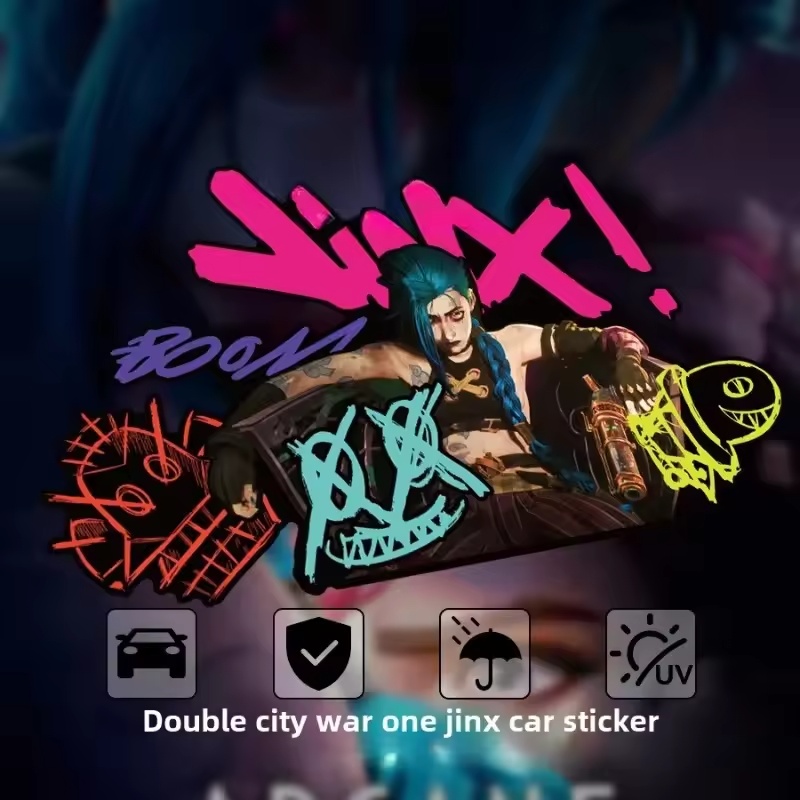 Car Accessories Nz - Arcane Jinx 그래피티 반사 자동차 스티커