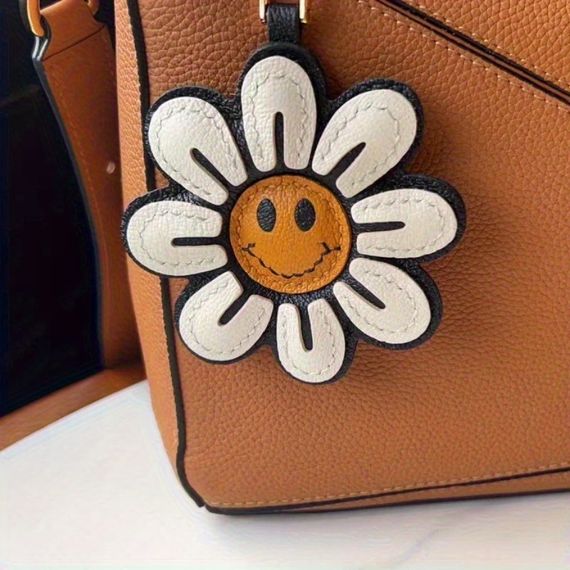 해바라기 모양의 즐거운 얼굴 꽃 열쇠고리, 인조 가죽  - Car Accessories Gift Ideas 리뷰 및 가격