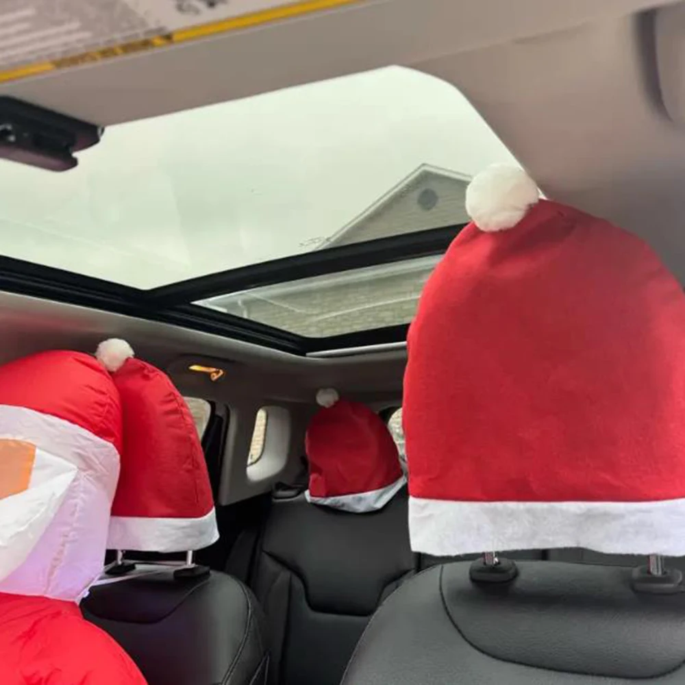 크리스마스 자동차 헤드레스트 커버 빨간 산타 모자 모양 - Car Accessories Xmas Gifts 리뷰 및 가격