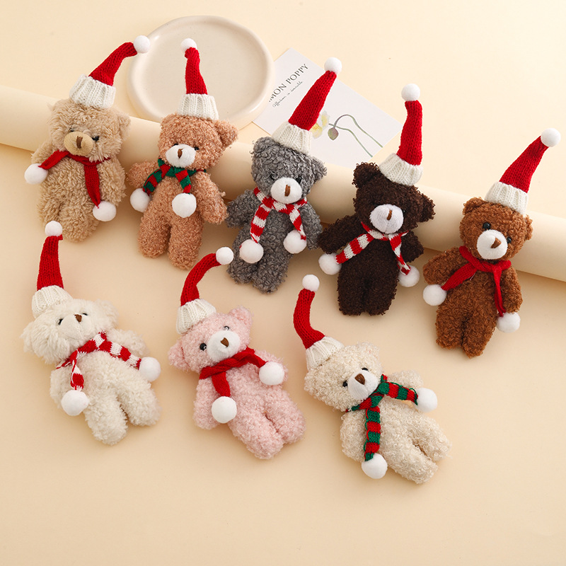 귀여운 크리스마스 테마 곰 열쇠고리 플러시 펜던트 만화 - Car Accessories Xmas Gifts 리뷰 및 가격